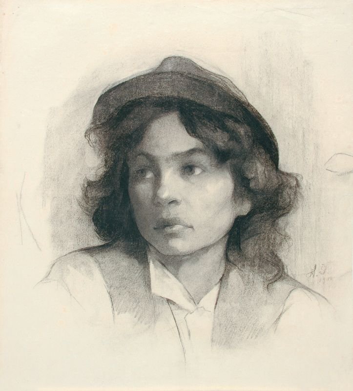 Retrato, de, meninas, com, chapéus de Henrika Santel