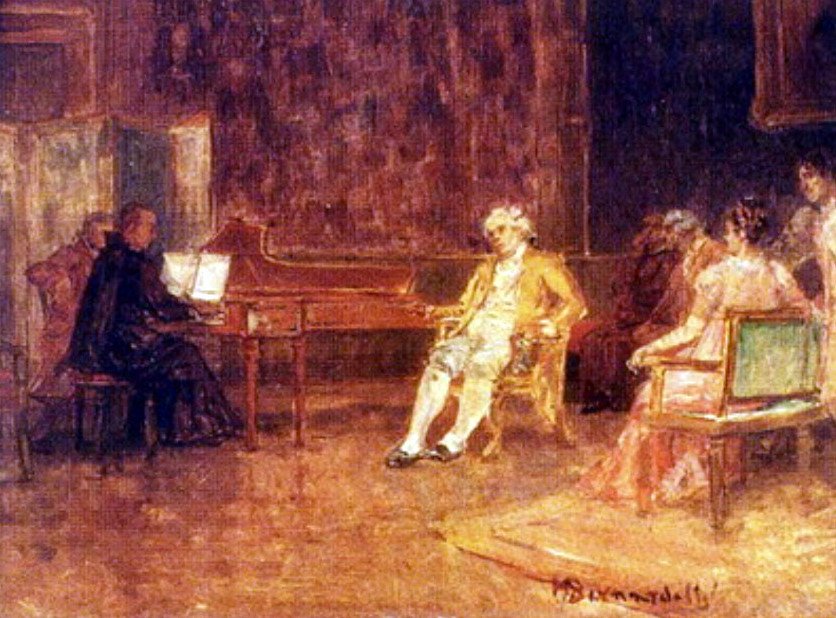 Dom Joao ouvindo o padre Jose Mauricio ao cravoJohn VI listening to father Jose Mauricio playing the harpsichordn de Henrique Bernardelli