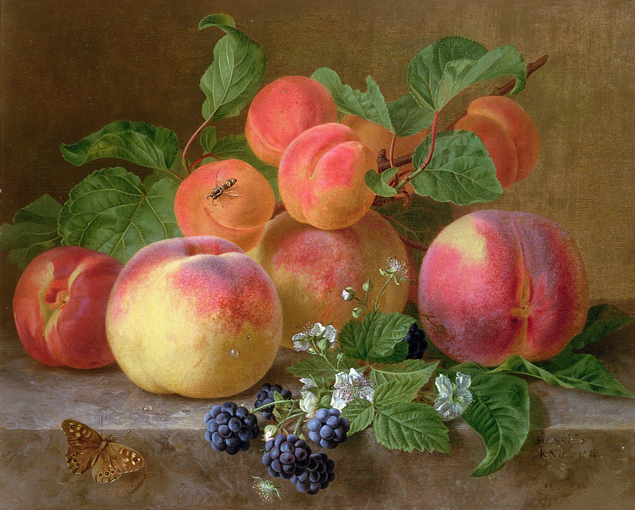 Ainda vida de pêssegos de Henriëtte Ronner Knip