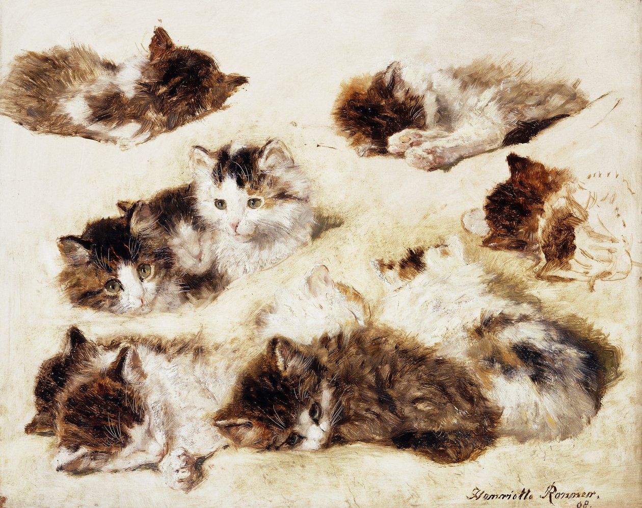 Um estudo de gatinhos, 1898 de Henriëtte Ronner Knip