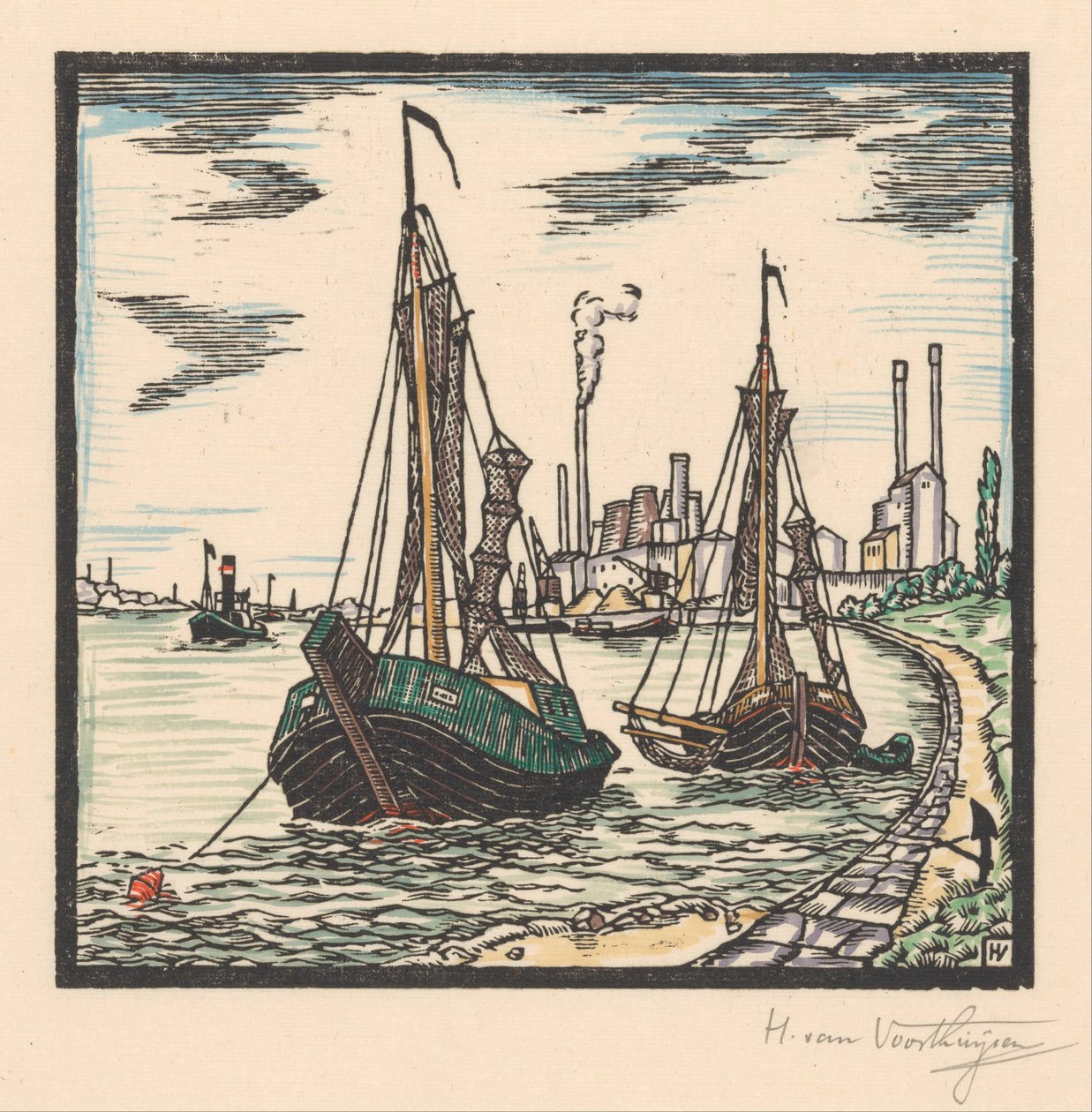 Barcos de pesca ancorados de Henriëtte van Hove (signed by artist)