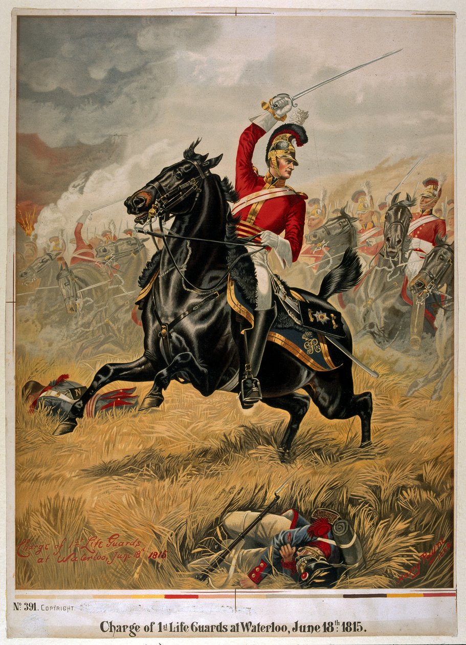 Carga da 1ª Guarda da Vida em Waterloo, 18 de junho de 1815, c.1890 de Henry A. Payne