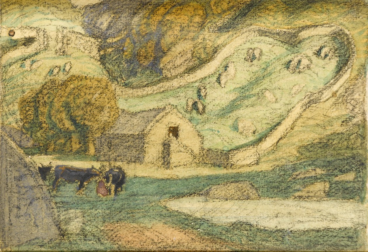 Fazenda Cotswold (pastel sobre papel) de Henry A. Payne