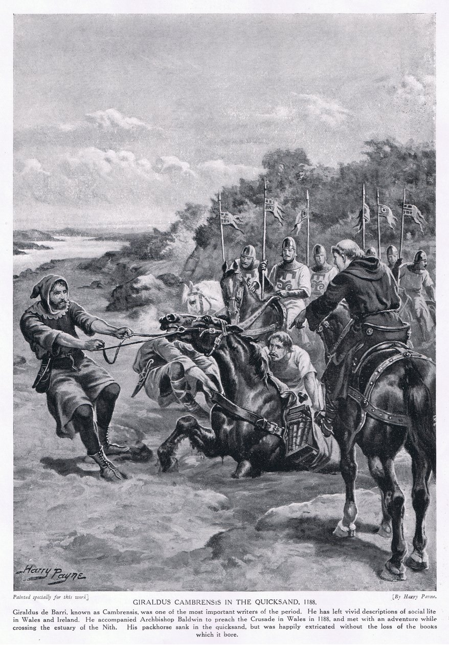 Girladus Cambrensis na areia movediça AD1188, década de 1920 de Henry A. Payne