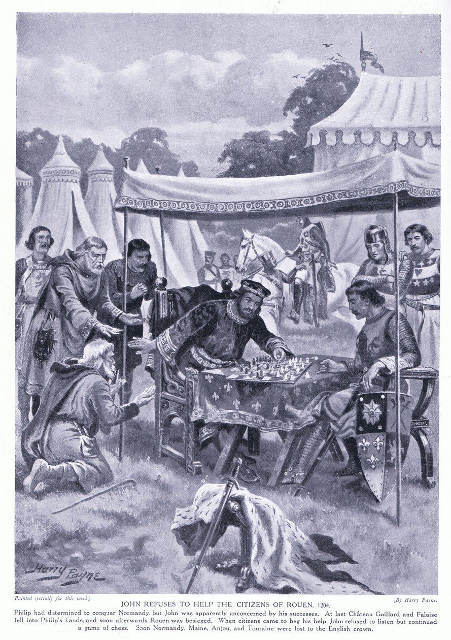 João se recusa a ajudar os cidadãos de Rouen AD1204, 1920 de Henry A. Payne