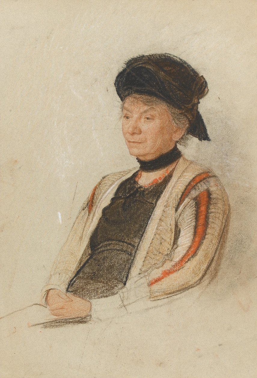 Retrato de Miss De Rosier (giz colorido em papel amarelo) de Henry A. Payne