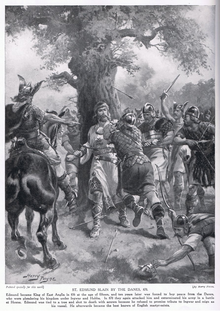 St Edmund morto pelos dinamarqueses AD870, 1920 de Henry A. Payne