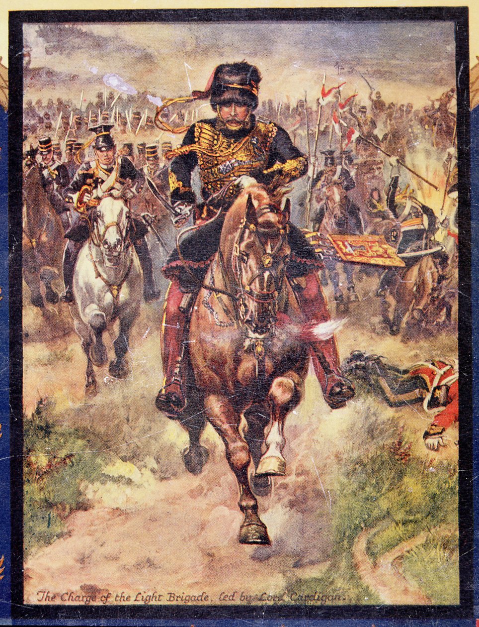 A Carga da Brigada Ligeira liderada por Lord Cardigan, ilustração de "Batalhas Gloriosas da História Inglesa" do Major CH Wylly, década de 1920 de Henry A. Payne