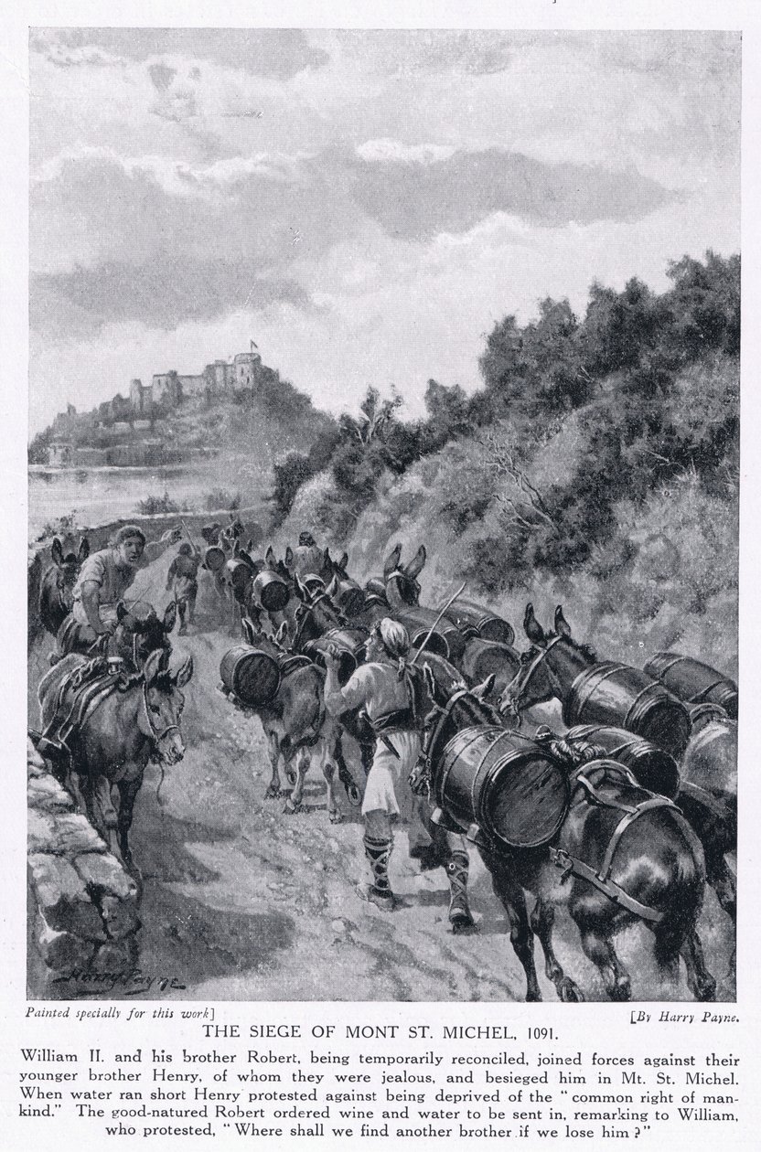 O cerco do Mont St Michel AD1091, década de 1920 de Henry A. Payne