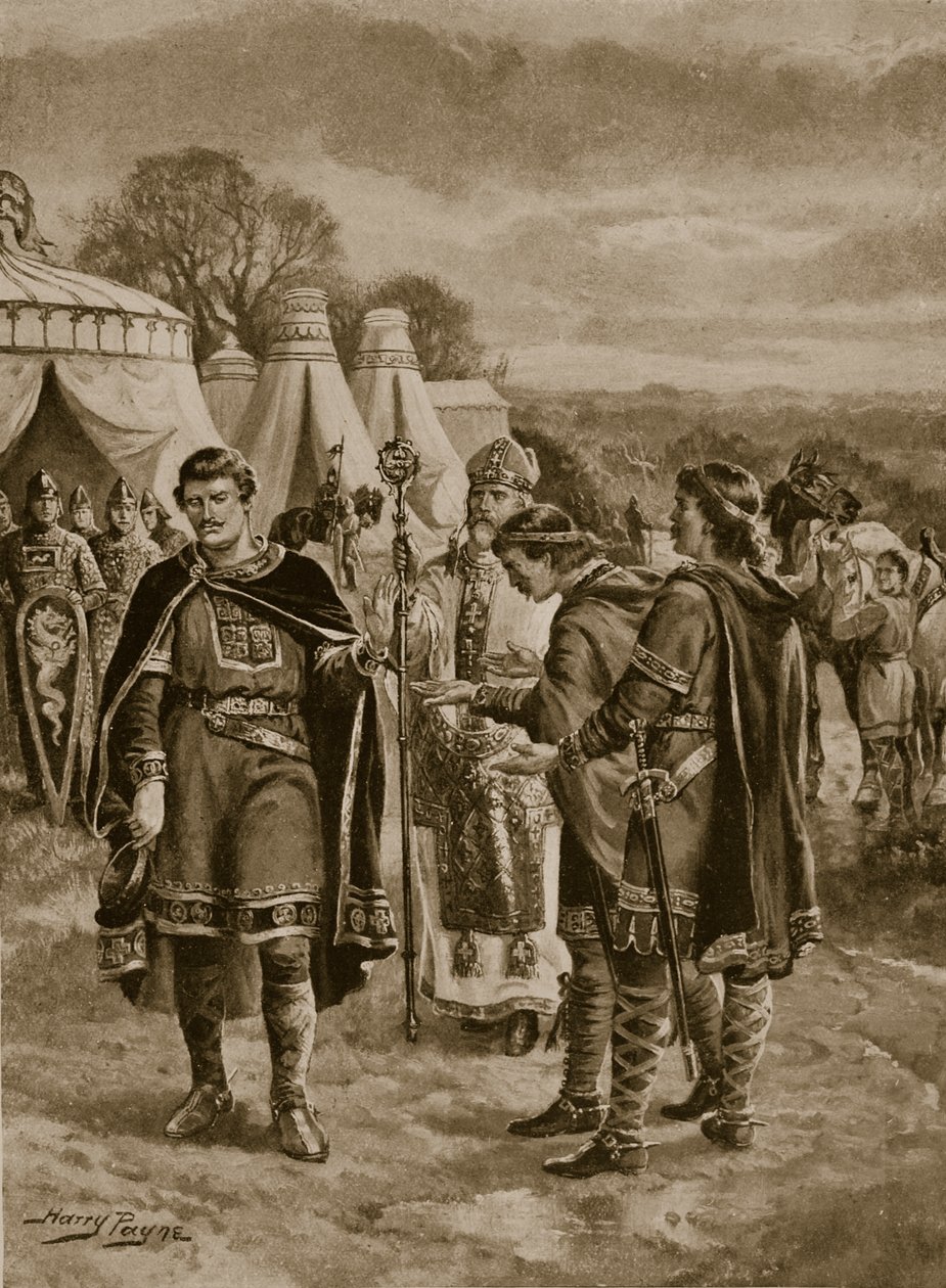 Guilherme ofereceu a coroa em Berkhampstead, 1066, ilustração de "A História da Nação" de Henry A. Payne