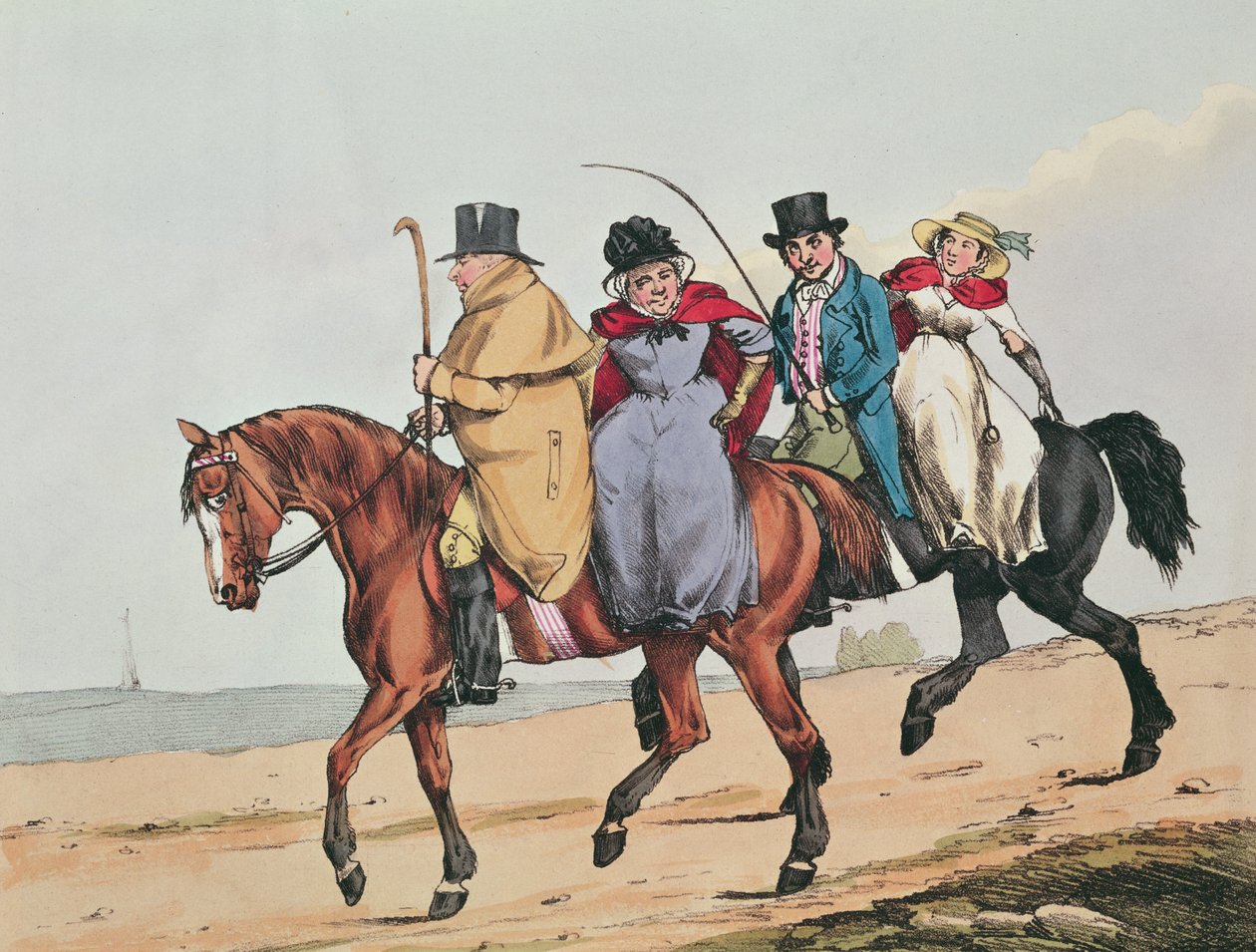 Yeomanry da Inglaterra, pagando uma visita, 1821 (gravura a cores) de Henry Aiken