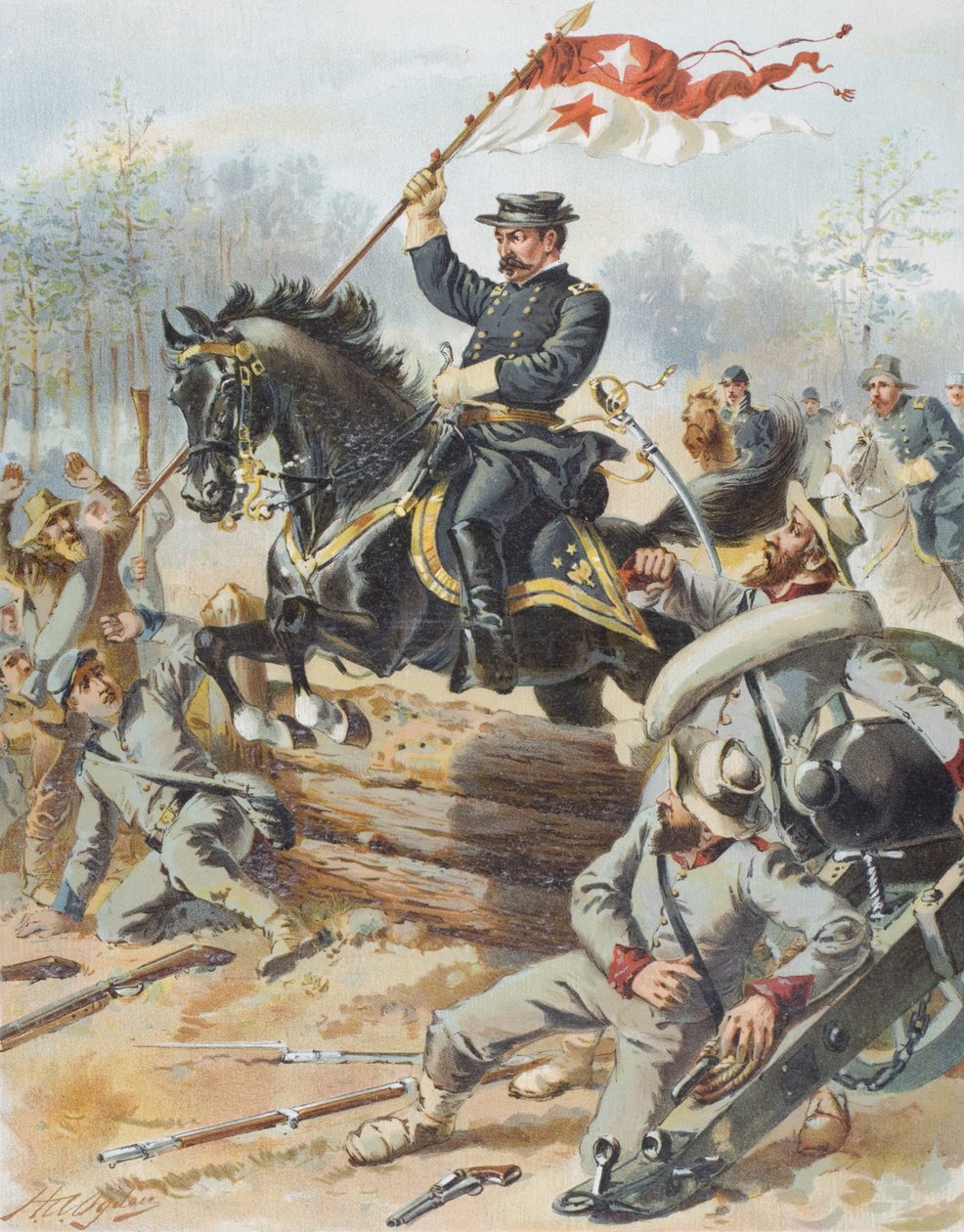 General Sheriden na Batalha dos Cinco Garfos, Virgínia, 1º de abril de 1865 de Henry Alexander Ogden