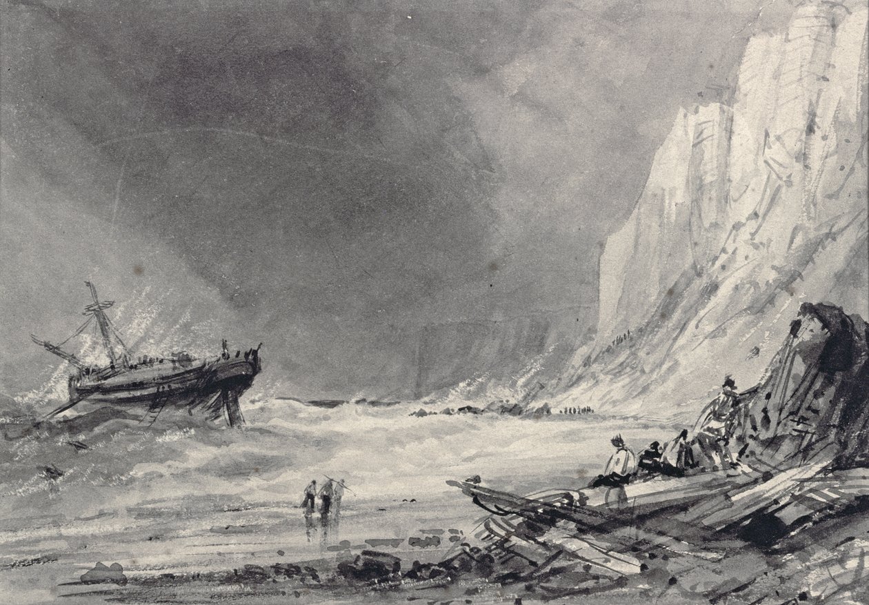 Um naufrágio de Speeton Cliffs, Yorkshire (desenho) de Henry Barlow Carter