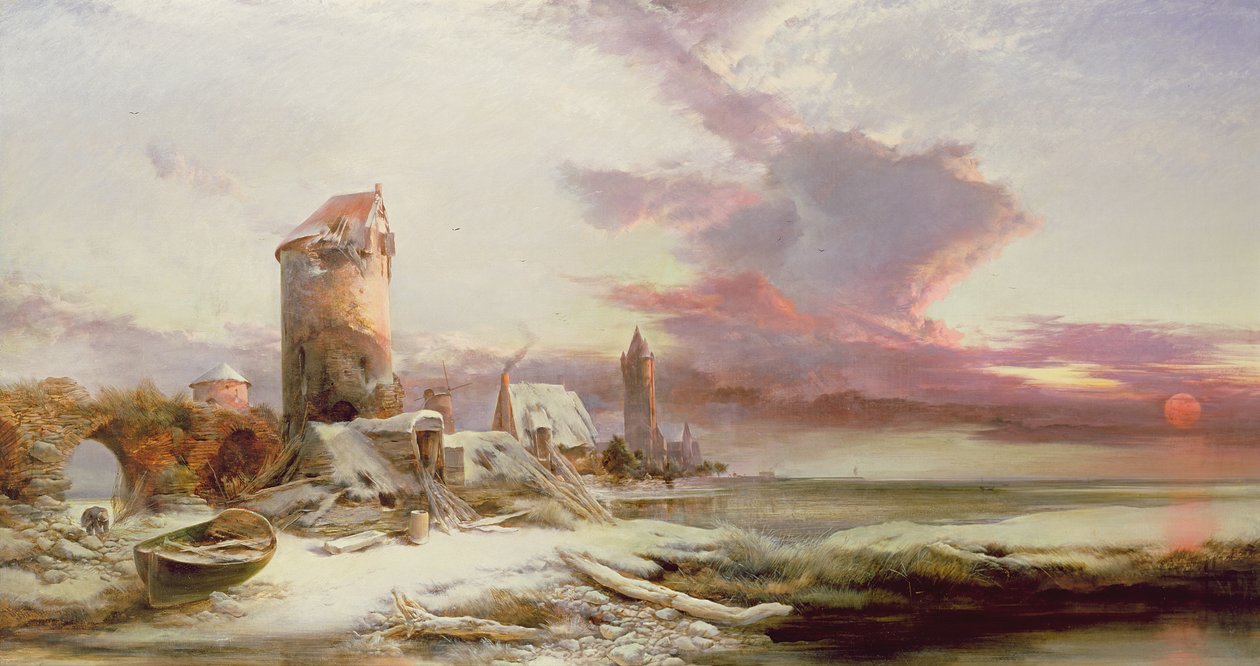 Pôr do sol de inverno na costa de Norfolk de Henry Bright