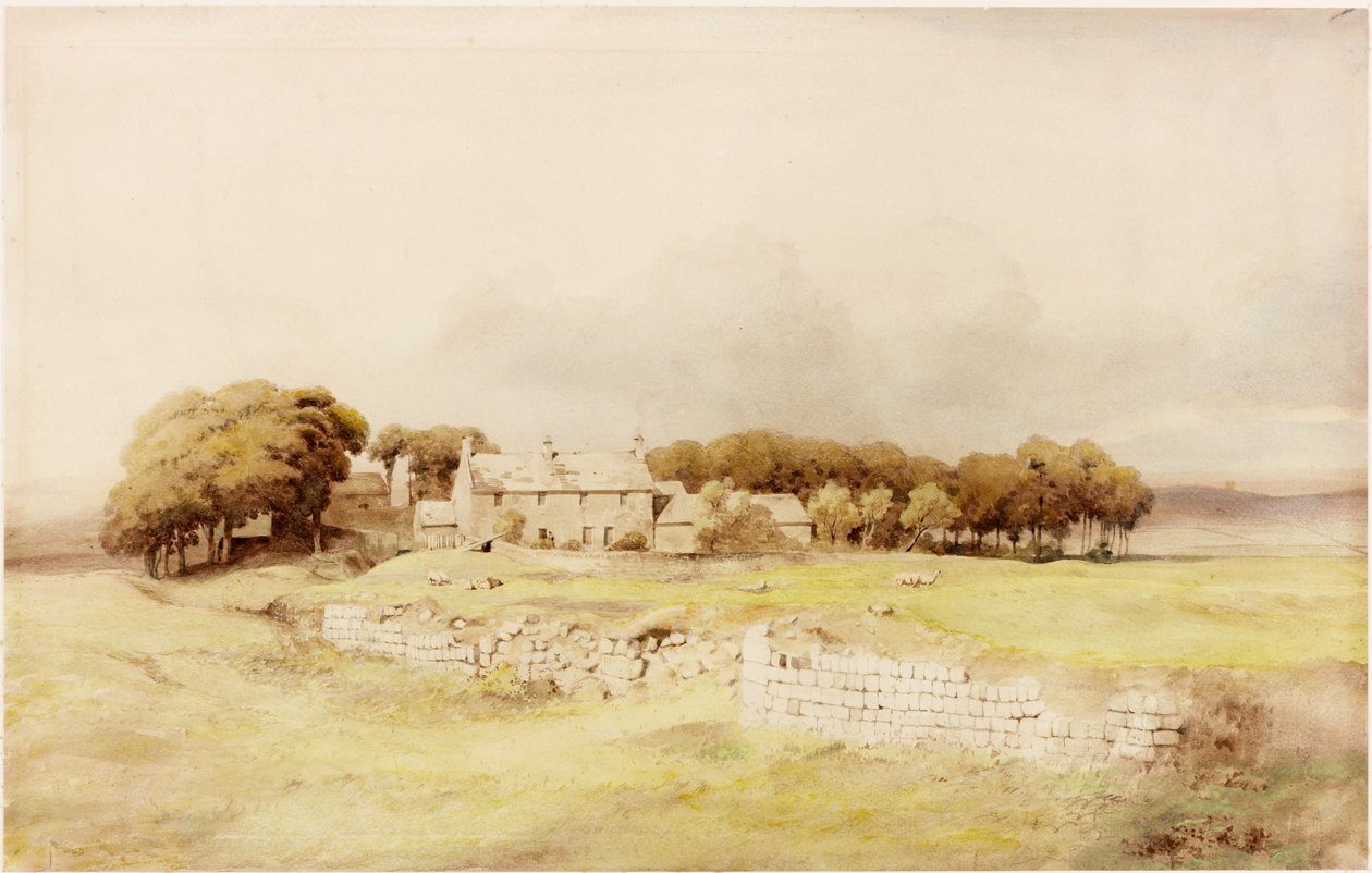 Quinta Birdoswald (lápis e aguarela sobre papel (colado sobre cartão)) de Henry Burdon Richardson