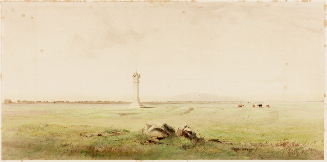 Burgh Marsh (lápis e aquarela sobre papel (colado no cartão)) de Henry Burdon Richardson