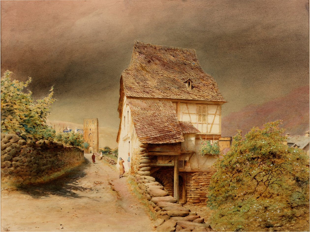 Tempestade de vinda (bodycolour e aguarela no papel) de Henry Burdon Richardson