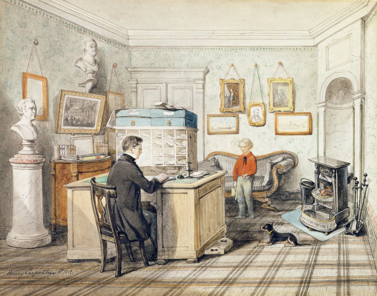 Interior de um escritório de obras, 1852 de Henry Carpenter