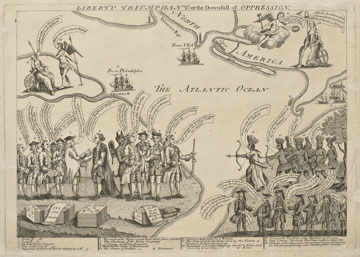 Triunfante da Liberdade (ou A Queda da Opressão), c. 27 de dezembro de 1779 - antes de abril de 1774 (gravura (incolor) e gravação sobre papel avermelhado) de Henry Dawkins