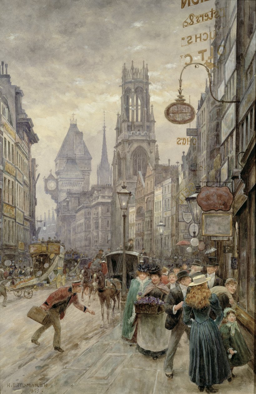 Fleet Street: Olhando para o oeste, 1899 de Henry Edward Tidmarsh