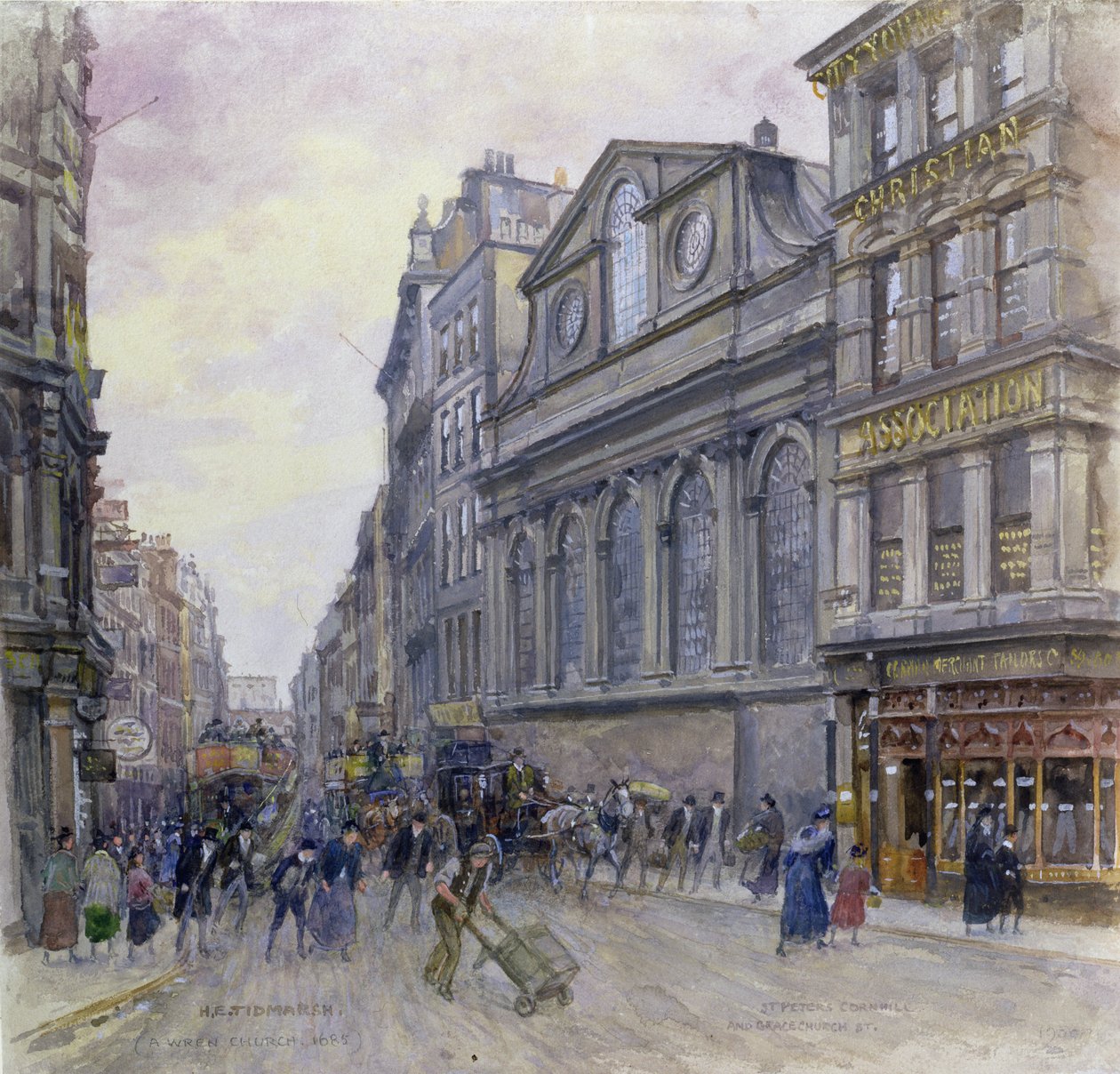 Cornhill de São Pedro e Gracechurch Street, Londres, 1900 de Henry Edward Tidmarsh