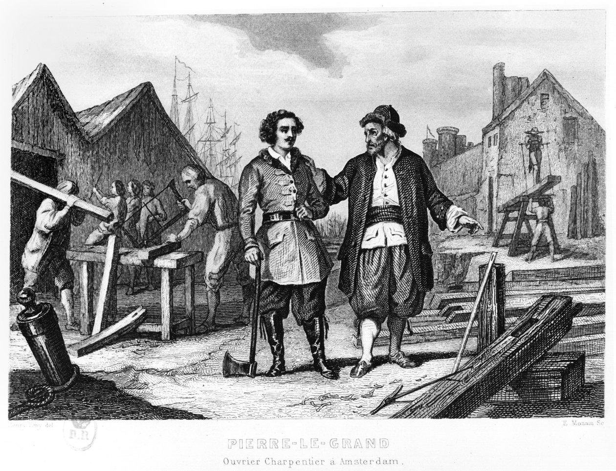 Czar Pedro I (1672-1725) como um Shipwright em Amsterdã de Henry Emy