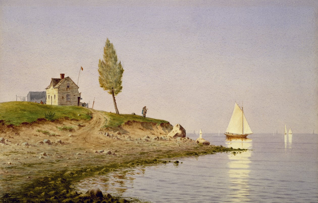 Uma tarde calma, Long Island, 1876 (aquarela sobre papel) de Henry Farrer