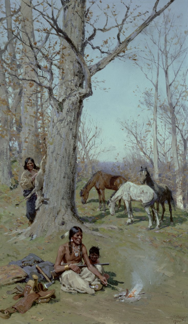 O café da manhã do menino, 1904 de Henry Francois Farny