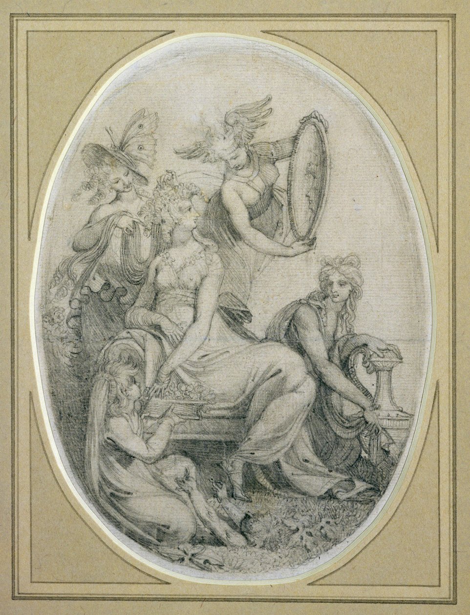 Desenho para o frontispício do &39;Jardim Botânico&39;, por Erasmus Darwin (1731-1802) (grafite sobre papel) de Johann Heinrich Füssli