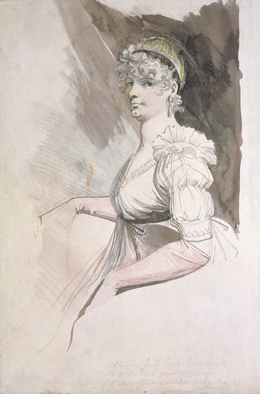 Retrato da Sra. Fuseli, c.1798 (wc sobre lápis sobre papel) de Johann Heinrich Füssli