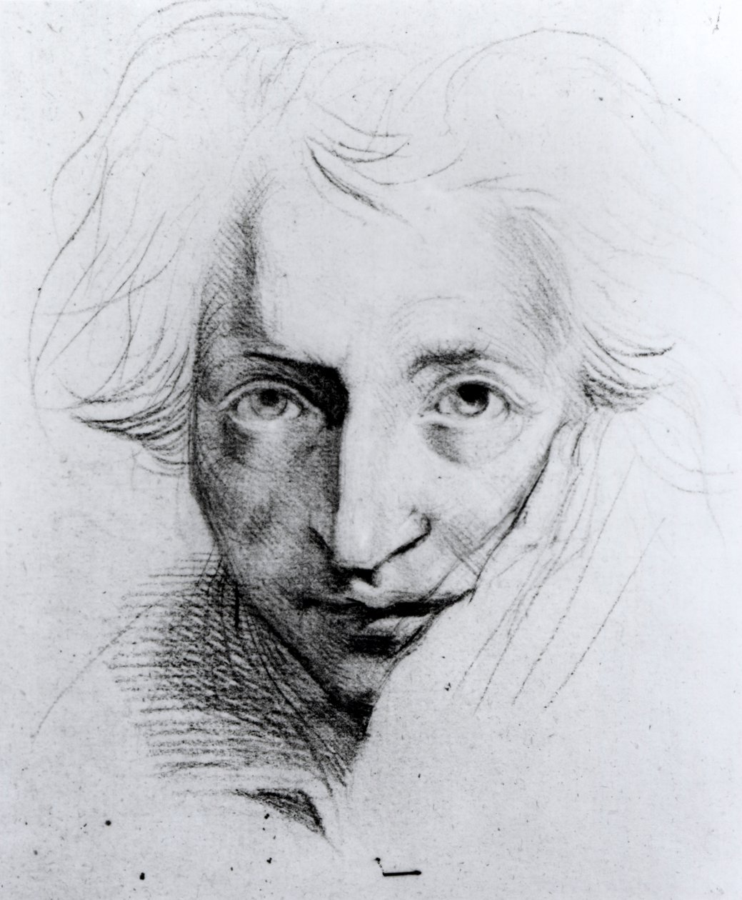 Auto-retrato (giz preto sobre papel) de Johann Heinrich Füssli