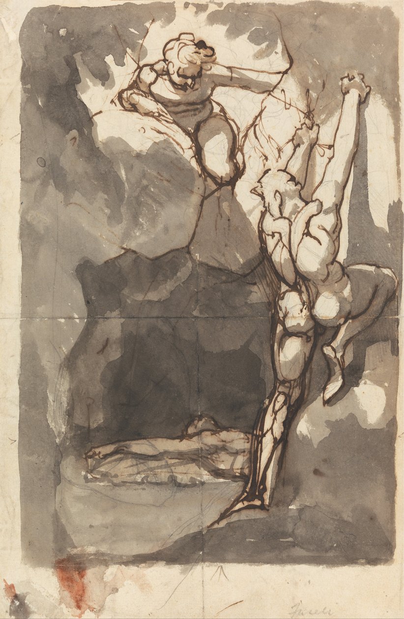 Estudo para a descoberta do corpo de Bassanio de Johann Heinrich Füssli
