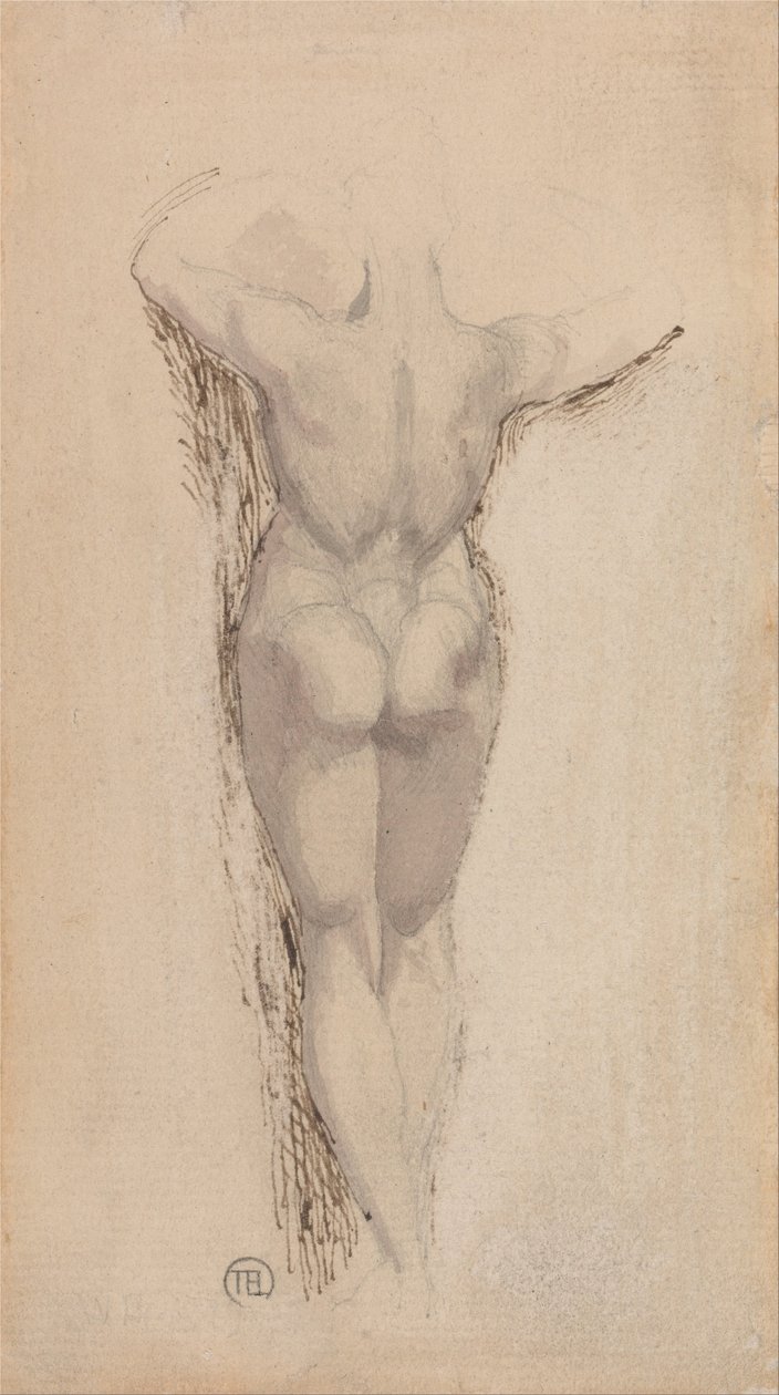 Estudo de um traseiro de um nu feminino, em pé de Johann Heinrich Füssli