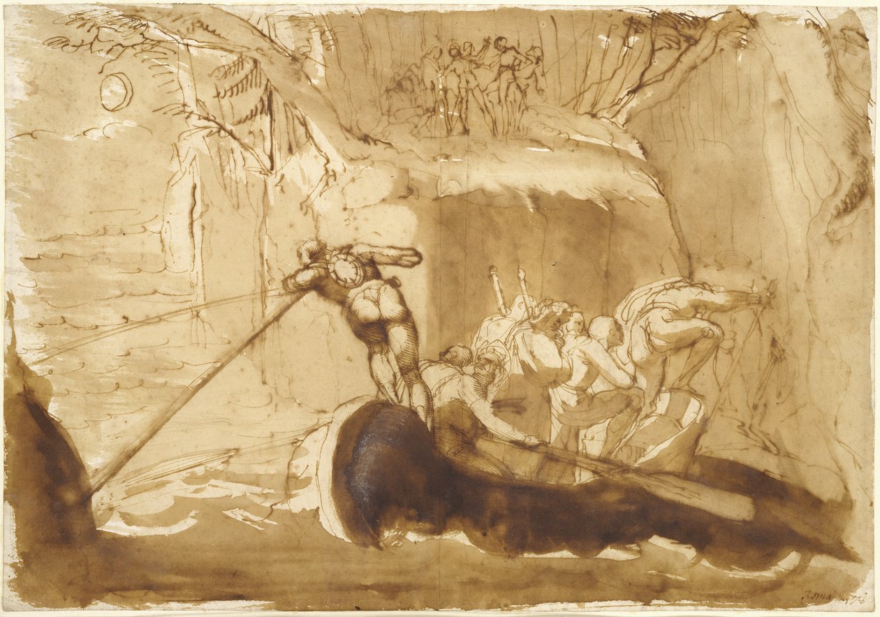 Os Confederados Chegando ao Rutli (caneta e papel) de Johann Heinrich Füssli