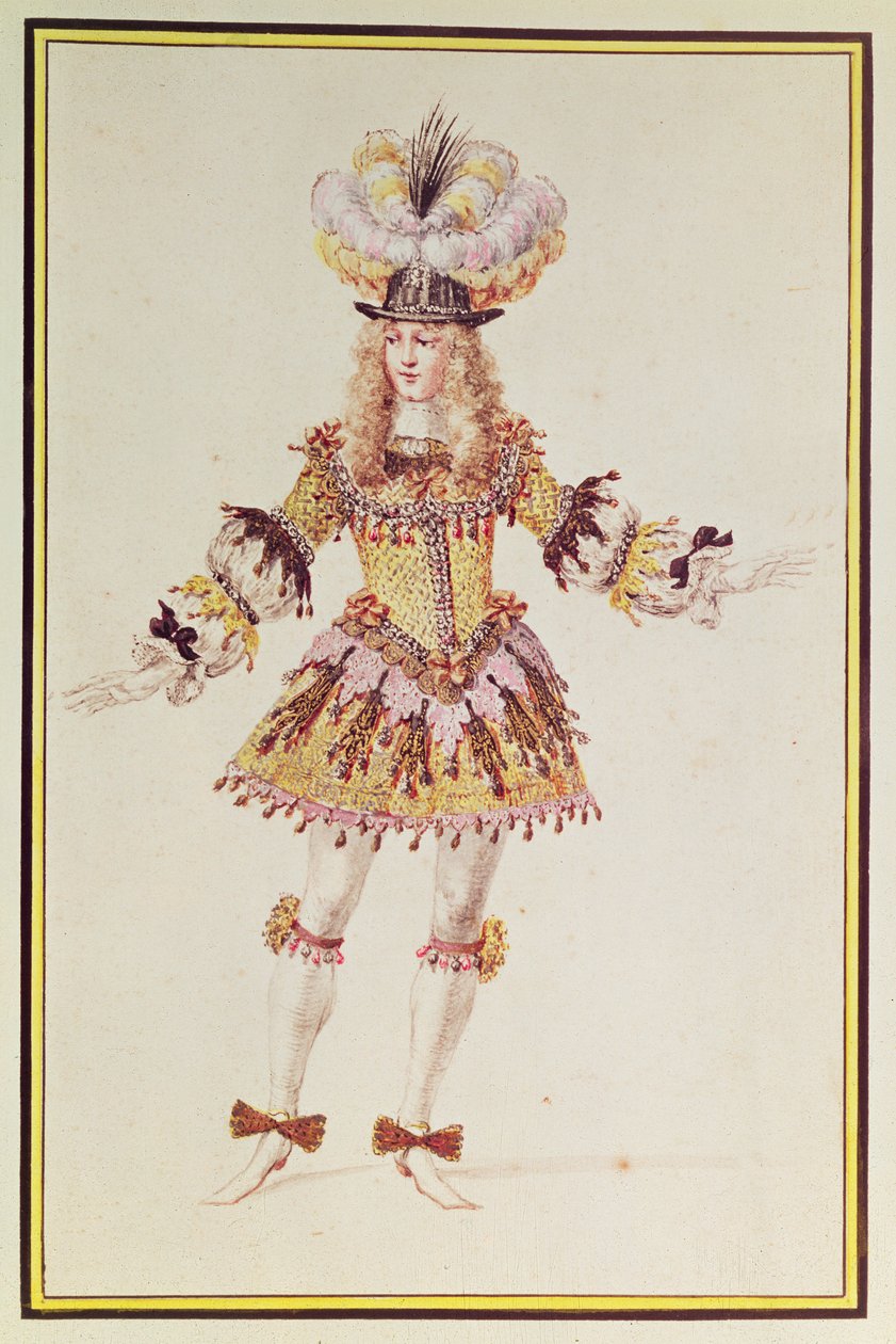 Figurino para dançarino, c.1660 (caneta, tinta, wc e ouro em pape) de Henry Gissey