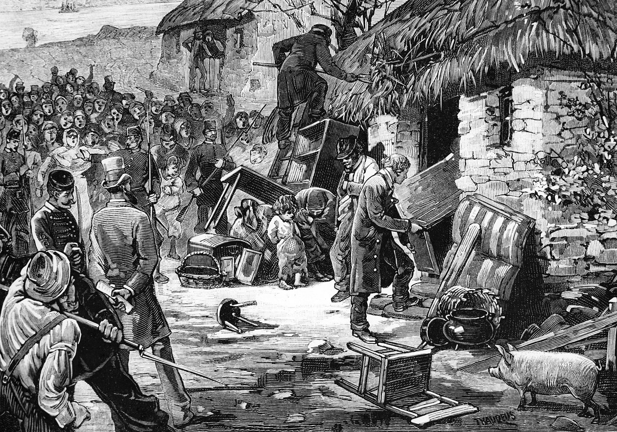 Problemas na Irlanda - O despejo de um fazendeiro, de &39;Le Monde Illustré&39;, 1881 de Henry Jones Thaddeus