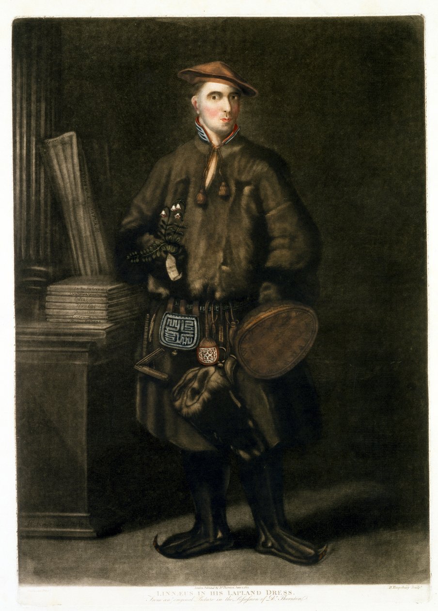 Carolus Linnaeus, no vestido da Lapônia, pub. 1805 de Henry Kingsbury