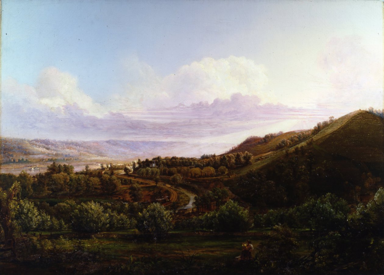 Vista, careca, rosto, riacho, ohio, rio, vale de Henry Lovie