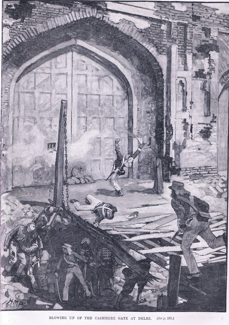 Explodindo o Portão de Cashmere em Delhi 1857 AD de Henry Marriott Paget