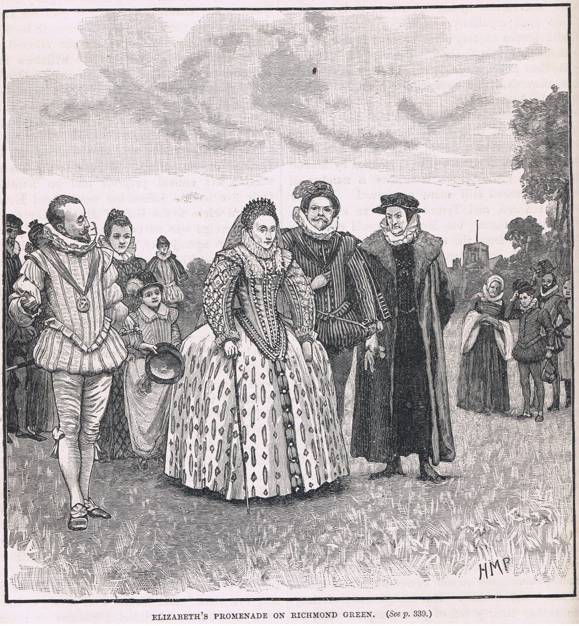 Passeio de Elizabeth em Richmond Green 1603 de Henry Marriott Paget