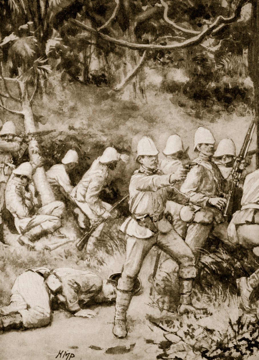 Lutando por uma estrada através da floresta no caminho para Coomassie de Henry Marriott Paget