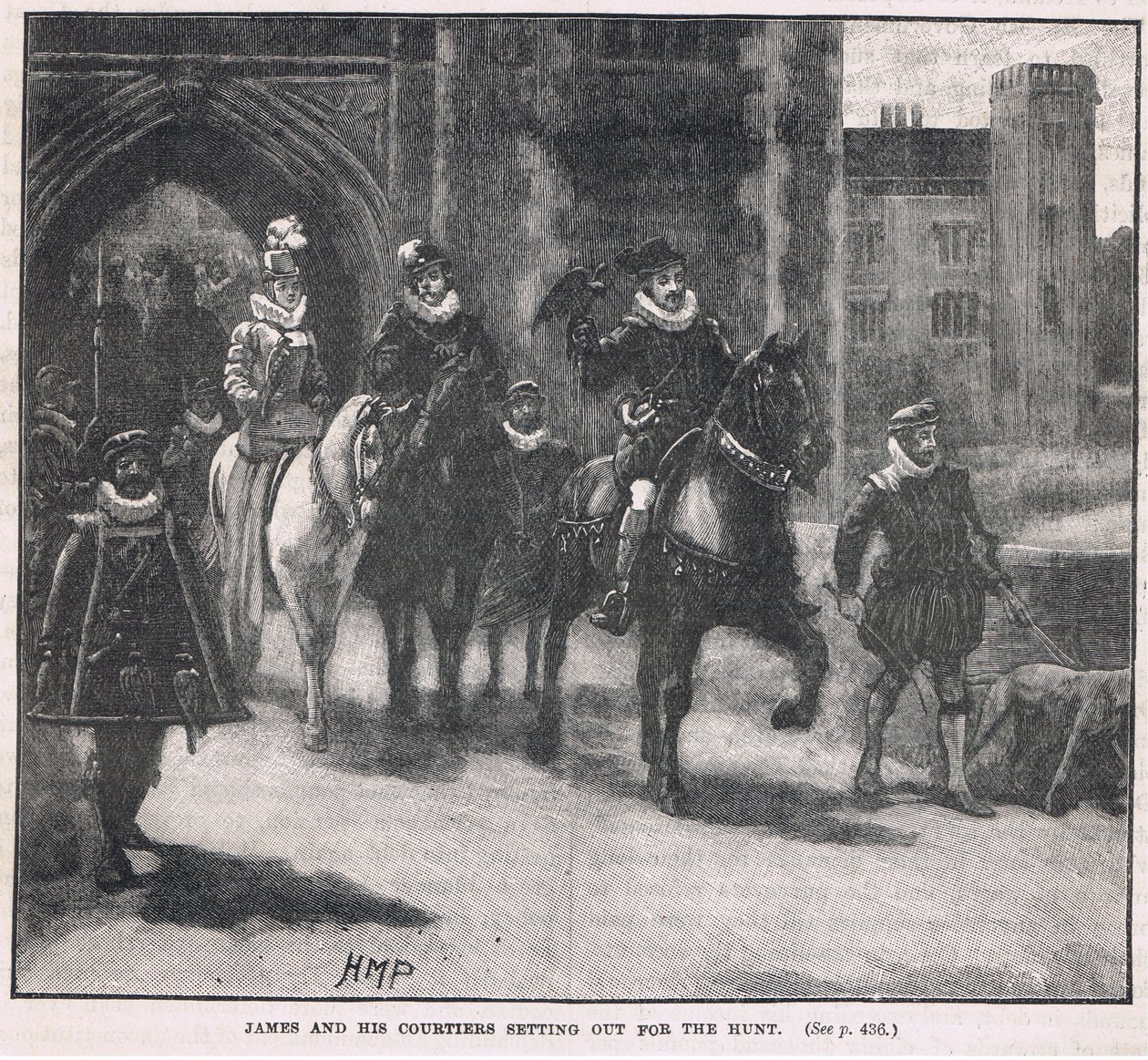James e seus cortesãos partem para a caça 1608 de Henry Marriott Paget