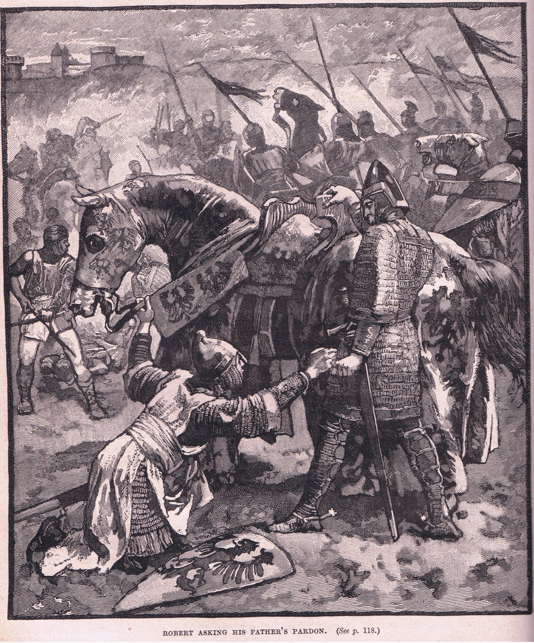 Robert pedindo perdão do pai AD 1087 de Henry Marriott Paget