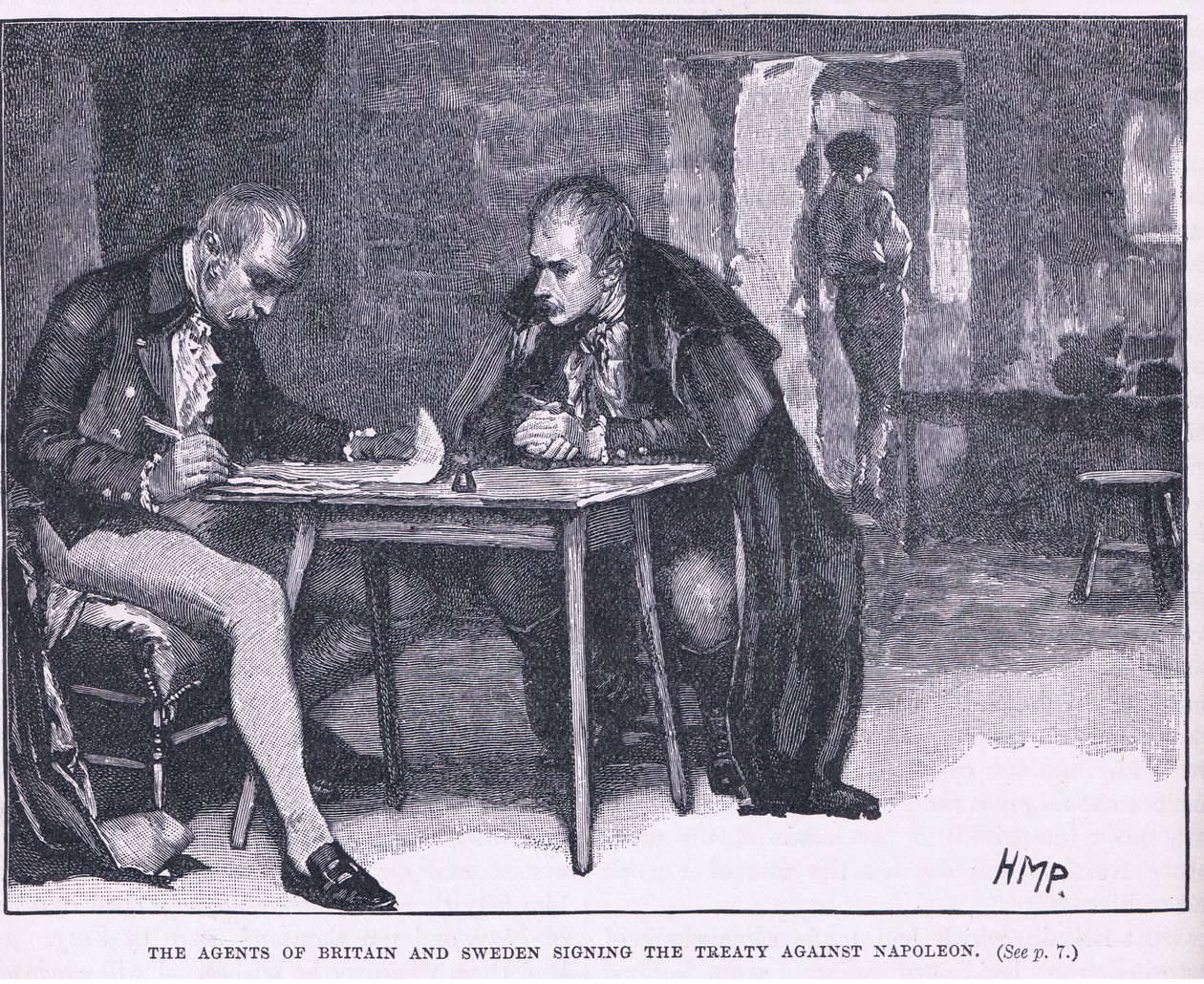 Os agentes da Grã-Bretanha e da Suécia assinam o tratado contra Napoleão de Henry Marriott Paget