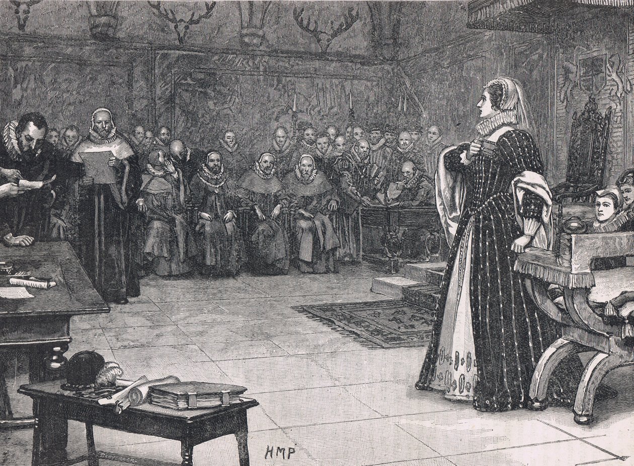 Julgamento de Maria Rainha dos Escoceses no Castelo de Fotheringay 1586 de Henry Marriott Paget