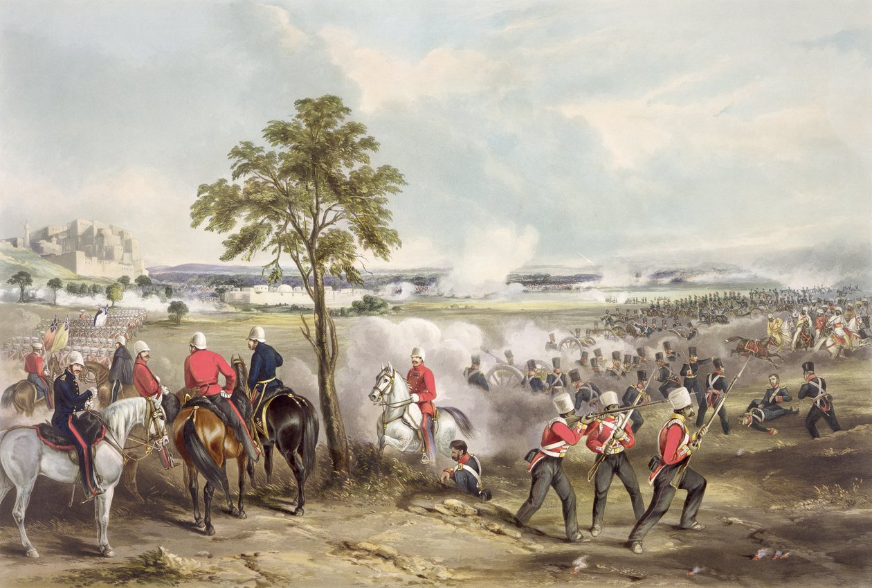 A Batalha de Goojerat em 21 de fevereiro de 1849, gravada por John Harris (c.1791-1873) 1850 de Henry Martens