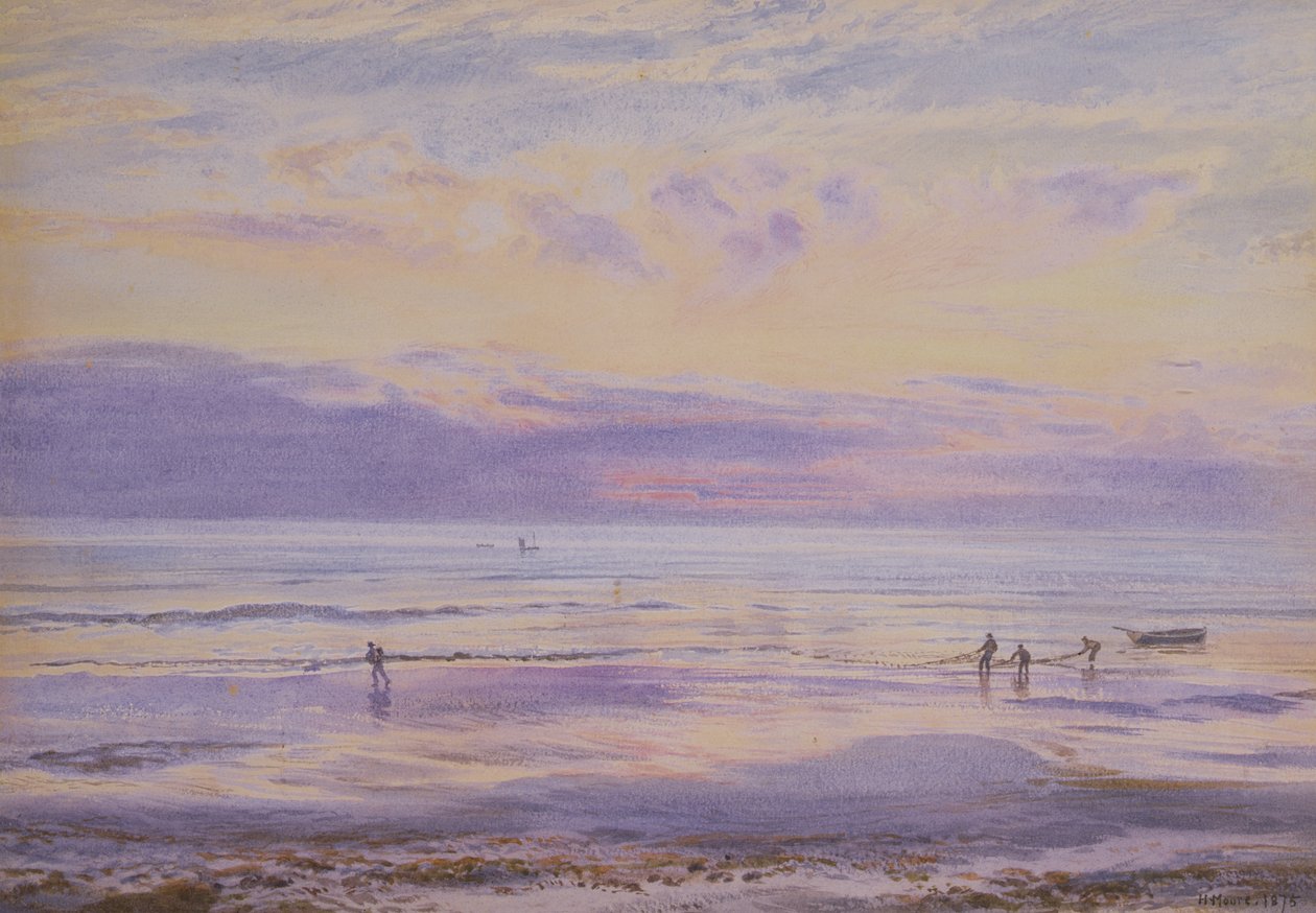 Uma noite calma - maré baixa, 1875 de Henry Moore