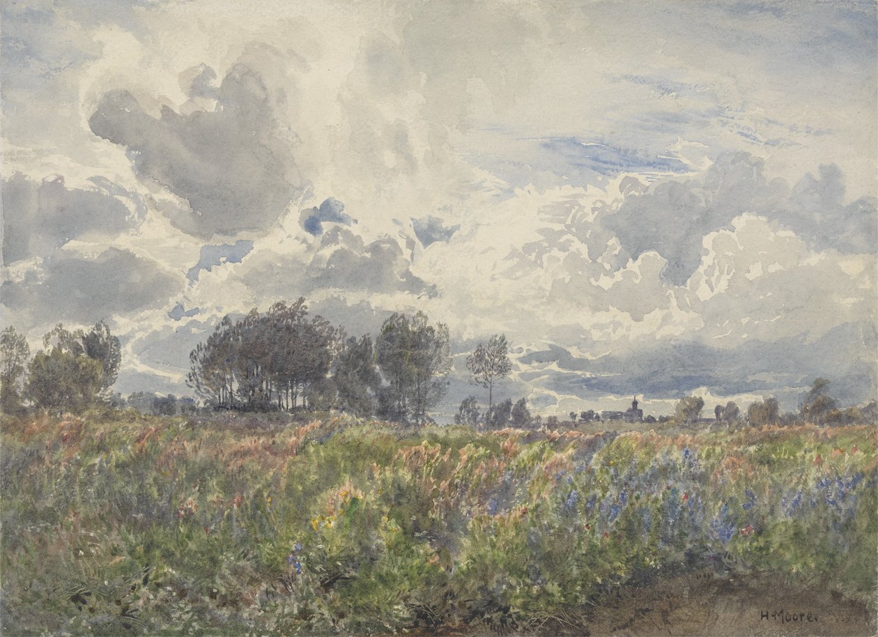 Chuva de junho, Picardia, c.1870 de Henry Moore
