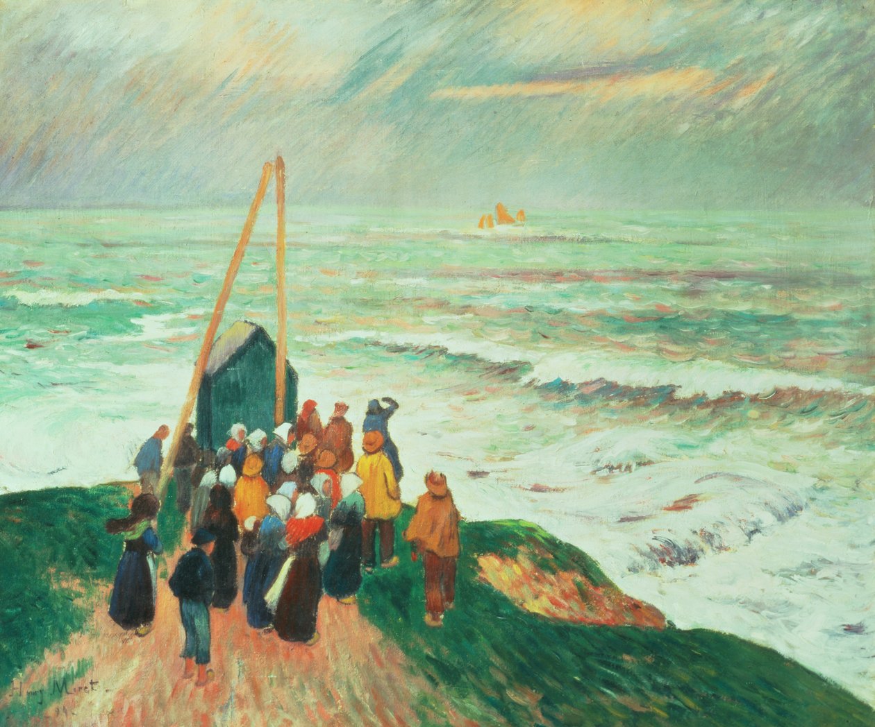 Esperando o retorno dos pescadores na Bretanha, 1894 de Henry Moret