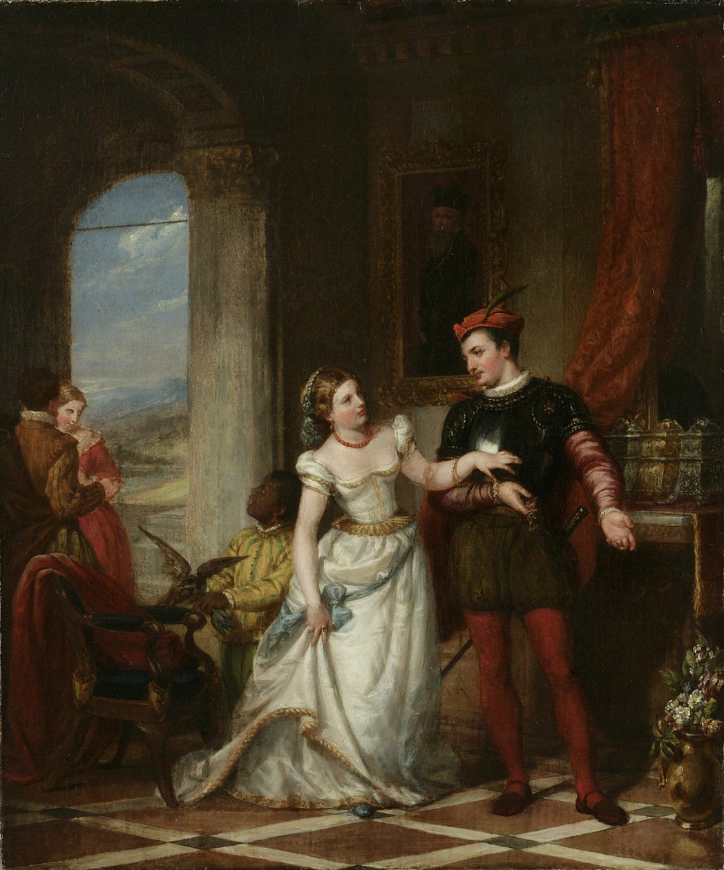 Portia e Bassanio-do comerciante de Veneza, 1865 de Henry Peters Gray